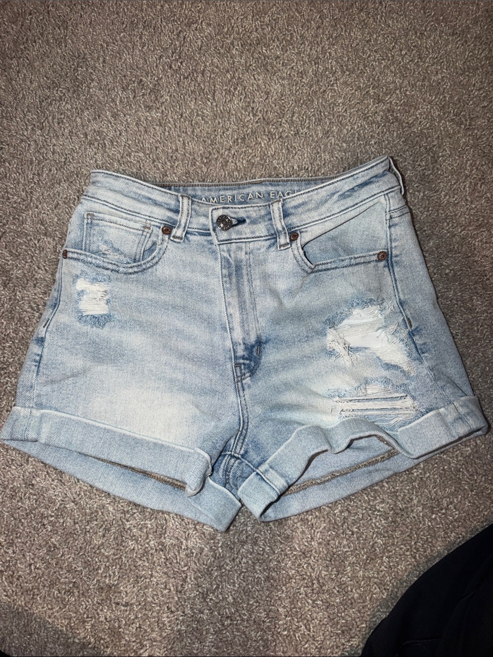 American Eagle Outfitters Light Wash Distressed Denim Shorts